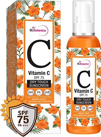 StBotanica Vitamin C SPF 75 Dry Touch Sunscreen UVA/UVB PA   , 120ml - Mineral Based & Water Resistant