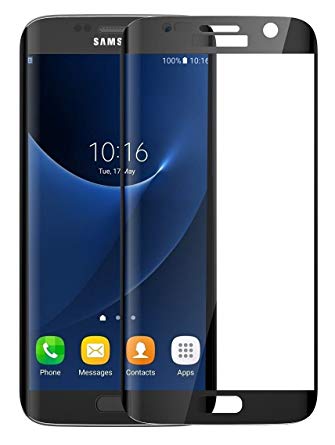 Josi Minea [ Samsung Galaxy S7 ] Curved 3D Tempered Glass Screen Protector with Full Coverage HD Crystal Clear Ballistic LCD Screen Cover Guard Premium Shield for Samsung Galaxy S7 - Black