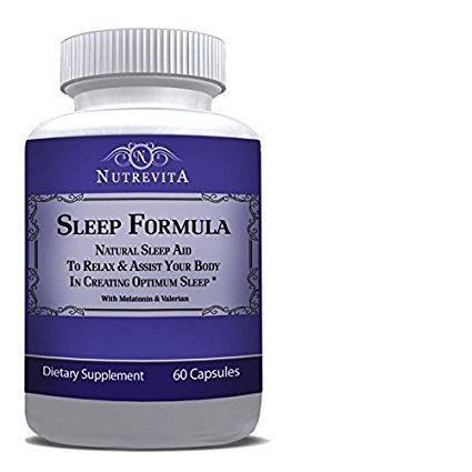NutreVita – Natural Sleep Aid - With Valerian, Chamomile, Melatonin & More – 60 Vegetarian Capsules – 60 Day Money Back Guarantee