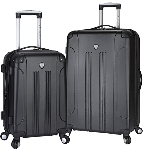 Travelers Club Chicago 2 3 Piece Hardside Expandable Spinner Luggage Set, Black, 2 PC (28"/20")