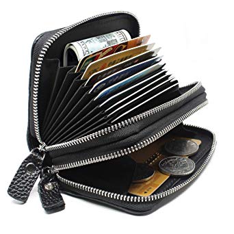 imeetu Genuine Leather Zipper Wallet Purse Credit Card Case Holder