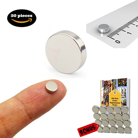 Premium pack 30 Brushed Nickel Magnetic Push Pins, 20 10 (Bonus Magnet) - Fridge Magnets, Office Magnets, Dry Erase Board Magnets, Refrigerator Magnets, Whiteboard, Map, Magnetic Pins, Pawn Style