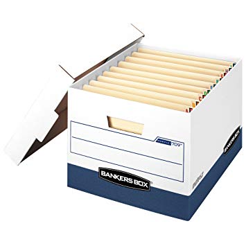 Bankers Box STOR/FILE Heavy-Duty Storage Boxes, FastFold, Lift-Off Lid, Fits End Tab Files, Letter/Legal, Case of 12 (00709)