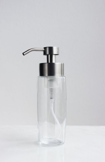 Large Glass Foaming Soap Dispenser with Metal Pump (Stainless)