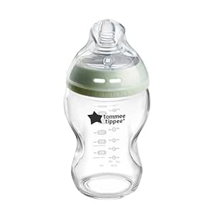 Tommee Tippee-Babyflasche, Natural Start Anti-Kolik-Flasche aus Glas, 250ml, brustähnl. Sauger, Anti-Kolikventil, selbst steril., Zubehör, 1er-Pack