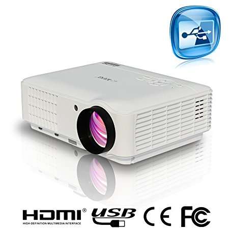 EUG 88W 1080p Projector LED HDMI TV USB VGA SD Audio 3D HD Portable Home Cinema Theater Digital Image Multimedia Video Projector 3500 Lumens for Home Movie Games Party Outdoor
