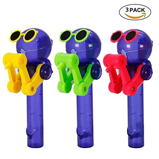 Creative Design Eating Lollipop Robot Lollipops Holder 3 Color Options Funny Lollipops Stand Gifts Fashion Decompression Toys (3PCS-Green&red&Yellow)
