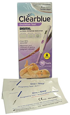 NEW ADVANCED Clearblue Digital Dual Hormone Indicator Tests - 10 Test Pack & 2 x One Step® 10 mIU 3.5mm Wide Pregnancy Test Strips