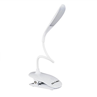 Idealeben Desk Lamp [Stand & Clip on] LED Dimmable Touch Eye-Care Flexible Gooseneck Bed Lights for Kids Reading with USB Charge-White