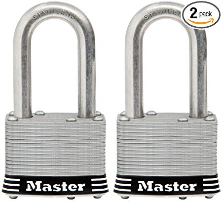 Master Lock Padlock, Laminated Stainless Steel Lock, 1-3/4 in. Wide, 1SSTLF (Pack of 2-Keyed Alike)