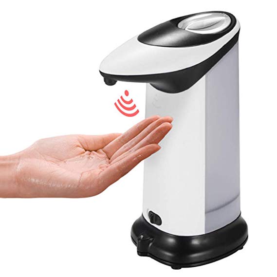 ALLOMN Automatic Touchless Soap Dispenser Hands Free Battery Operated IR Infrared Sensor Hand Sanitizer for Kitchen Sink Bathroom Hospital Hotel