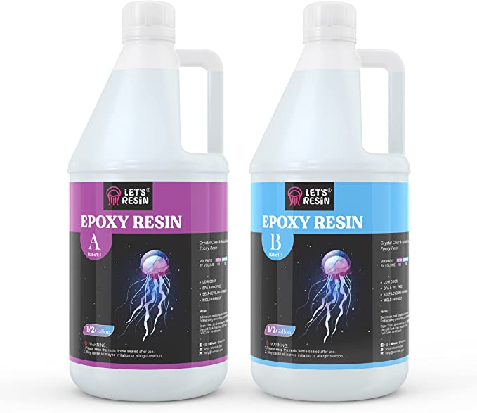 LET’S Resin Epoxy Resin Kit, 1 Gallon Bubble Free & Super Clear Epoxy Resin, Table Top Epoxy Resin for Coating, Casting, DIY, Bar Top, River Tables, Resin Art, Wood, Tumblers Making