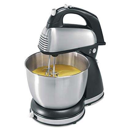 Hamilton Beach Classic Hand and Stand Mixer, 4 Quarts, 6 Speeds with QuickBurst, 290 Watts, Bowl Rest, Black and Stainless (64651), New