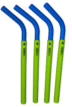 Reusable Straws BPA Free Silicone Adjustable Length for Tall Tumblers and Short Blender Cups 4 Pack Blue by GreenPaxx