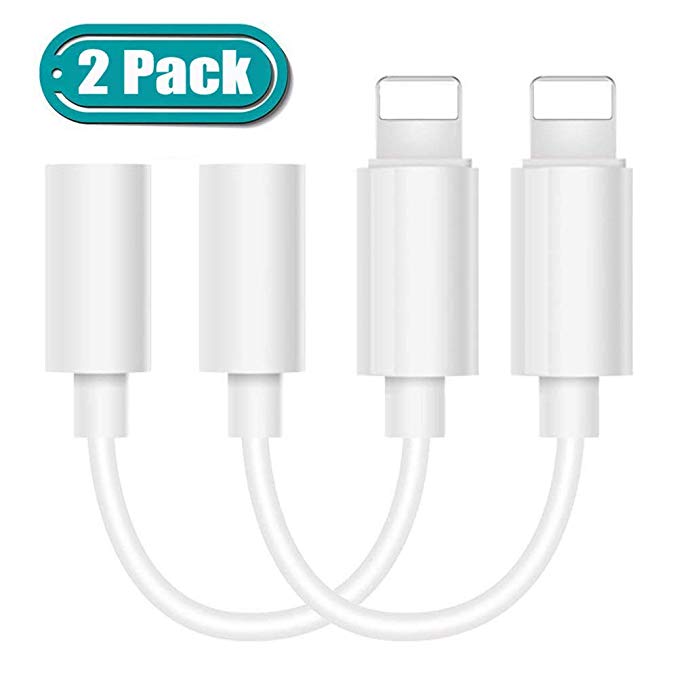 Headphone Adapter to 3.5 mm Headphone Jack Compatible with iPhone 7 Charge Connection Converter Audio Adapter for iPhone 7/7Plus 8/8Plus,Support Music Control Charger Support iOS10.2 (2Pack)