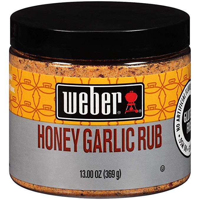 Weber Honey Garlic Dry Rub Gluten Free Seasoning 2 Jars (Two 13 Oz Jars) Bundle