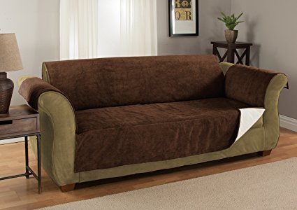 GPD Heavy-Weight Luxury Textured Microsuede Pebbles Furniture Protector and Slipcover with Anti-slip Non-slip Backing (XL Sofa, Chocolate)-Water Repellant