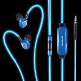 Poweradd Glowing Stereo Headphones In-Ear Earphones with Mic and Volume Control for iPhone 6s6 Plus 6s 6 5s 5 All 35mm Audio Enabled Devices Sports Running Biking Party Dancing Gifts
