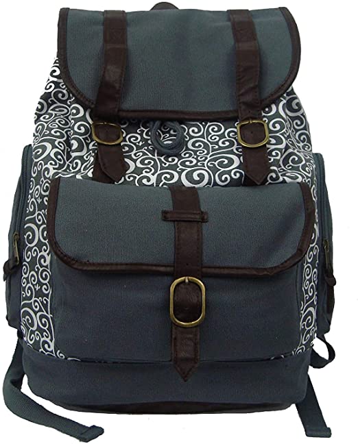 Canvas Backpack | Fits 15-inch Laptop Bookbag | 18" Cotton Casual Daypack