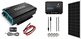 Renogy 1000W Pure Sine Wave Inverter 12V DC to 120V AC Converter & KIT-STARTER-100D Starter Kit with 1 Pcs 100W Monocrystalline Panel and 30A PWM Controller Solar Charging, Boats, RV, Off-Grid System