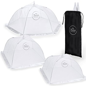 Chefast Food Cover Tents (5 Pack) - Premium Set of Pop Up Mesh Covers in 3 Sizes and a Reusable Carry Bag - Umbrella Screens to Protect Your Food and Fruit From Flies and Bugs at Picnics, BBQ & More