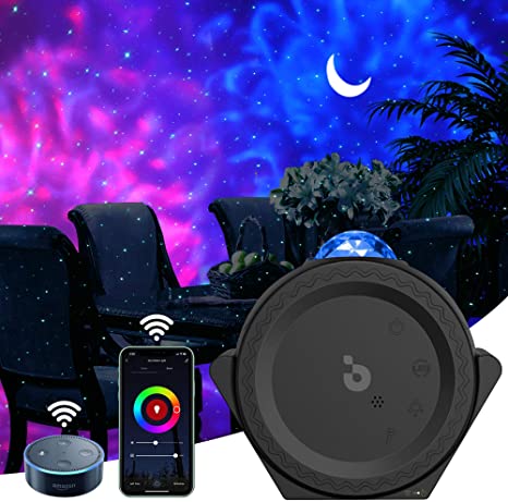 Star Projector, 3-1 LED Smart Night Light Projector Moon Lamp with Smart App & Timer & Voice Control, Multi Lighting Effects Galaxy Projector for Kids/Game Rooms/Home Theatre/Room Decor (Black)