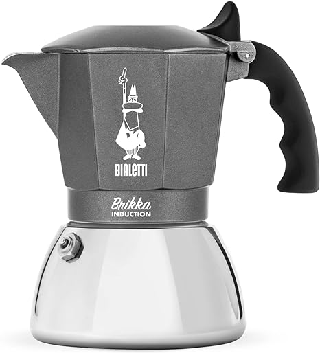 Bialetti Brikka Induction 4-Cup Stovetop Creamy Coffee Maker, Silver