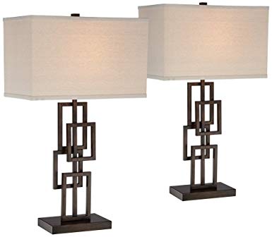 Kory Bronze Stacked Rectangles Table Lamp Set of 2