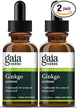 Gaia Herbs Ginkgo Gotu Kola Supreme, 1-Ounce Bottle (Pack of 2)