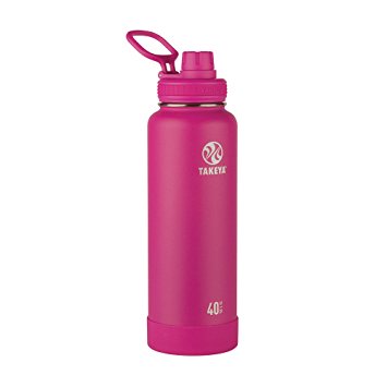 Takeya Actives Insulated Stainless Water Bottle with Insulated Spout Lid, 40oz, Fuschia