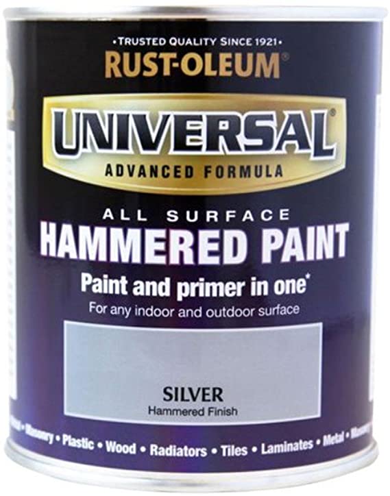 Rust-Oleum Universal All Surface Brush Paint and Primer Hammered Finish Silver - 750ml