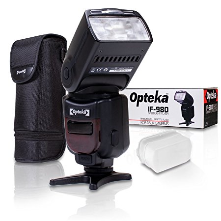 Opteka Pro E-TTL Auto-Focus Dedicated Flash   Case for Canon EOS 80D, 77D, 70D, 60D, 60Da, 50D, 7D, 6D, 5D, 5DS, 1DS, T7i, T7s, T7, T6s, T6i, T6, T5i, T5, T4i, SL2 & SL1 Digital SLR Cameras