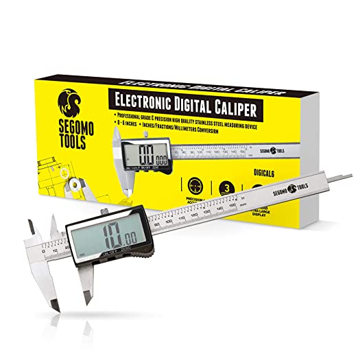 Segomo Tools 6 Inch Electronic Digital Calipers: Inch, Fractions, Millimeter Conversion - DIGICAL6