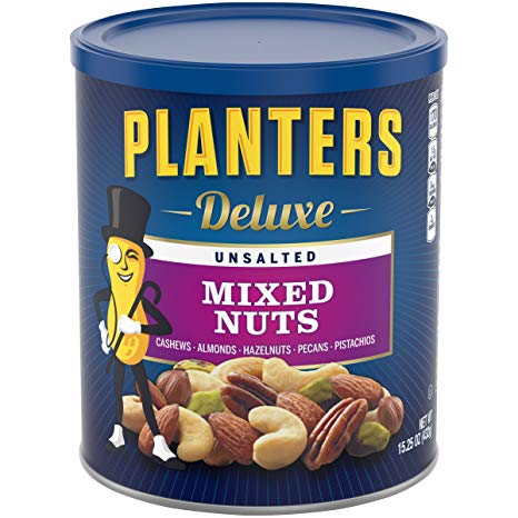 Planters Deluxe Unsalted Mixed Nuts, 15.25 Ounce
