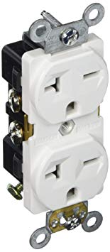 Morris 82206 Industrial Grade Duplex Receptacle, 20 Amp Current, 250V, White