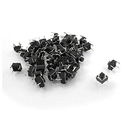 50 Pcs 6x6x5mm 4-Pin DIP Through Hole Momentary Tactile Push Button Switch