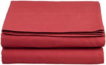Cathay Luxury Silky Soft Polyester Single Flat Sheet, Twin Size, Burgundy