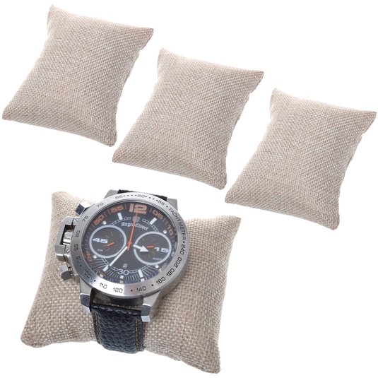BCP 4-pieces Small Linen Bracelet Watch Pillow Jewelry Displays 3.5"x3"