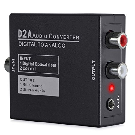PROZOR Digital To Analog Converter DAC SPDIF Toslink To Analog Stereo Audio L/R Adapter For PS3 XBox HD DVD PS4 Home Cinema Systems Black