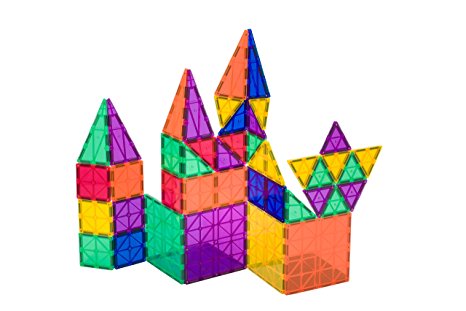 Playmags 50   6 Piece Set: Now with Stronger Magnets, Sturdy, Super Durable with Vivid Clear Color Tiles. 6 piece Clickins Accessories to Enhance your Creativity
