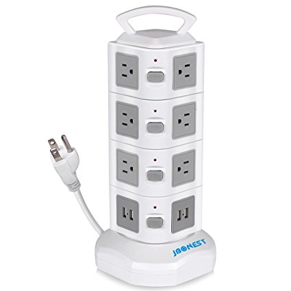JBonest 14 Outlet Surge Protector Power Strip with 4 Port USB Charging Ports Multiple USB Output Surge Overload Protector 6.5 Feet for Electronic Device