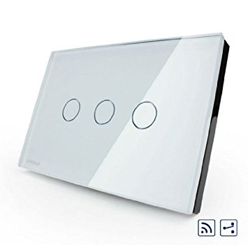 US/AU Standard, Smart home, VL-C303SR-81,3-gang 2-way Remote Touch Light Switch, Crystal Glass Panel, LED indicator