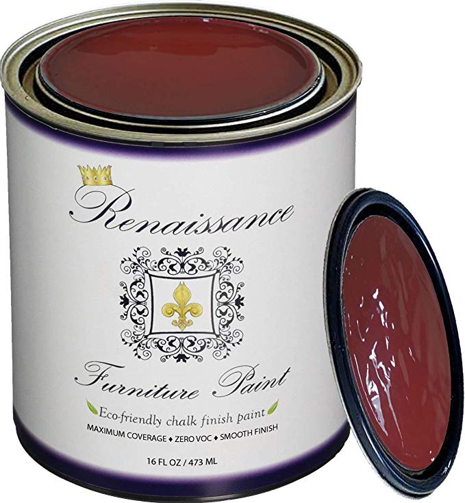 Retique It Chalk Finish Paint by Renaissance - Non Toxic, Eco-Friendly Chalk Furniture & Cabinet Paint - 16 oz (Pint), Venetian Red