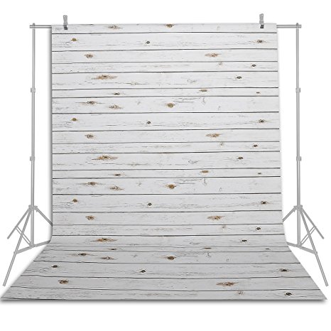 Emart 5x7 ft Photo Video Photography Studio Vinyl Plastic Backdrop Background Screen (White Washed Wood Floor)