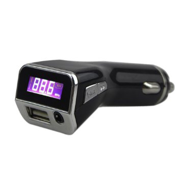 Car Kit Player LCD FM Radio Transmitter with USB Port and AUX Input Car Lighter Adaptor