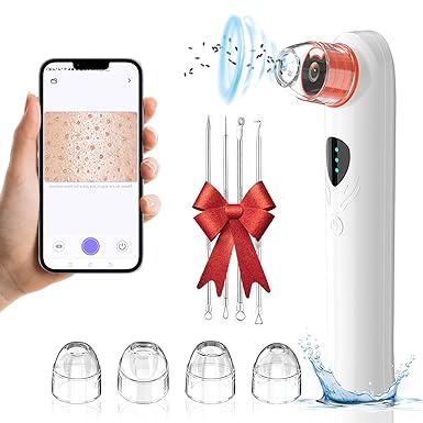 Blackhead Remover Pore Vacuum,Black Head Extractions Tool with Camera,Men and Women Pore Cleaner, 4 Suction Heads & 3 Adjustment Modes Men and Women Pore Cleaner