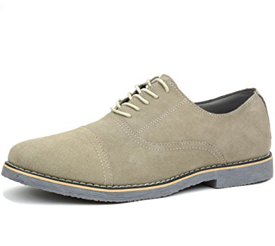 alpine swiss Aston Mens Lace Up Oxfords Genuine Suede Cap Toe Formal Dress Shoes