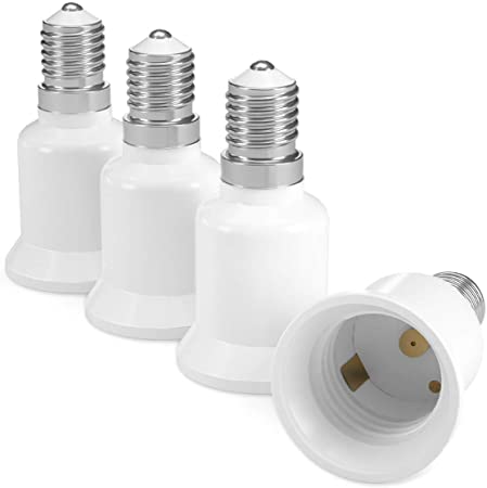 kwmobile 4X Casquillos de lámpara - Adaptador conversor de Montura E14 a Casquillo E27 - Zócalos para lámparas LED halógenas y de Ahorro