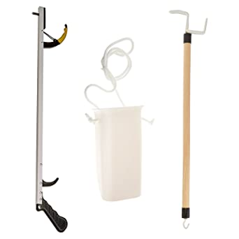 Sammons Preston 49853 Assistive Device Kit 5, Includes 26" SPR Reacher, Wide Sock Aid & 26" Dressing Stick, Adaptive Dressing & Independent Daily Living Aid for Those with Limited Reaching Ability