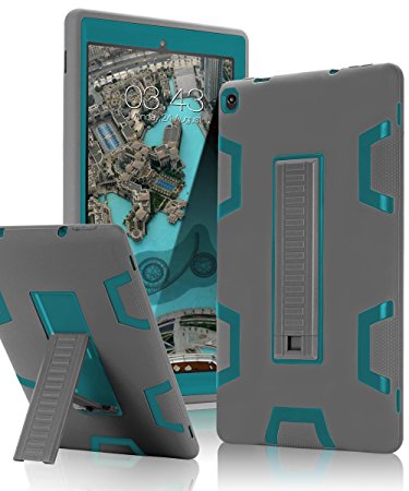 TOPSKY Fire HD 10 Case,[Kickstand Feature],Shock-Absorption / High Impact Resistant Armor Defender Case For Amazon Fire HD 10 Tablet (Fire 10.1" HD Display 5th Generation - 2015 release), Grey/Blue